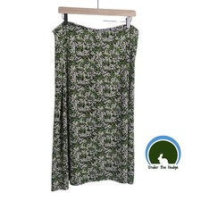 Vtg Dressbarn Green Black Abstract Straight Midi Skirt Size 18/20 Stretch D2
