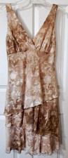 Connected Petite 8P Beige Floral Sleeveless Tiered Dress Fairycore Babydoll