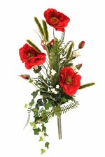 künstlicher Blumenstrauß Mohnblumen rot H 45cm Kunstblumen Wiesenblumenstrauß
