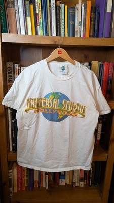 Vintage Universal Studios Hollywood Logo White Crew Neck Men's T-Shirt Size L