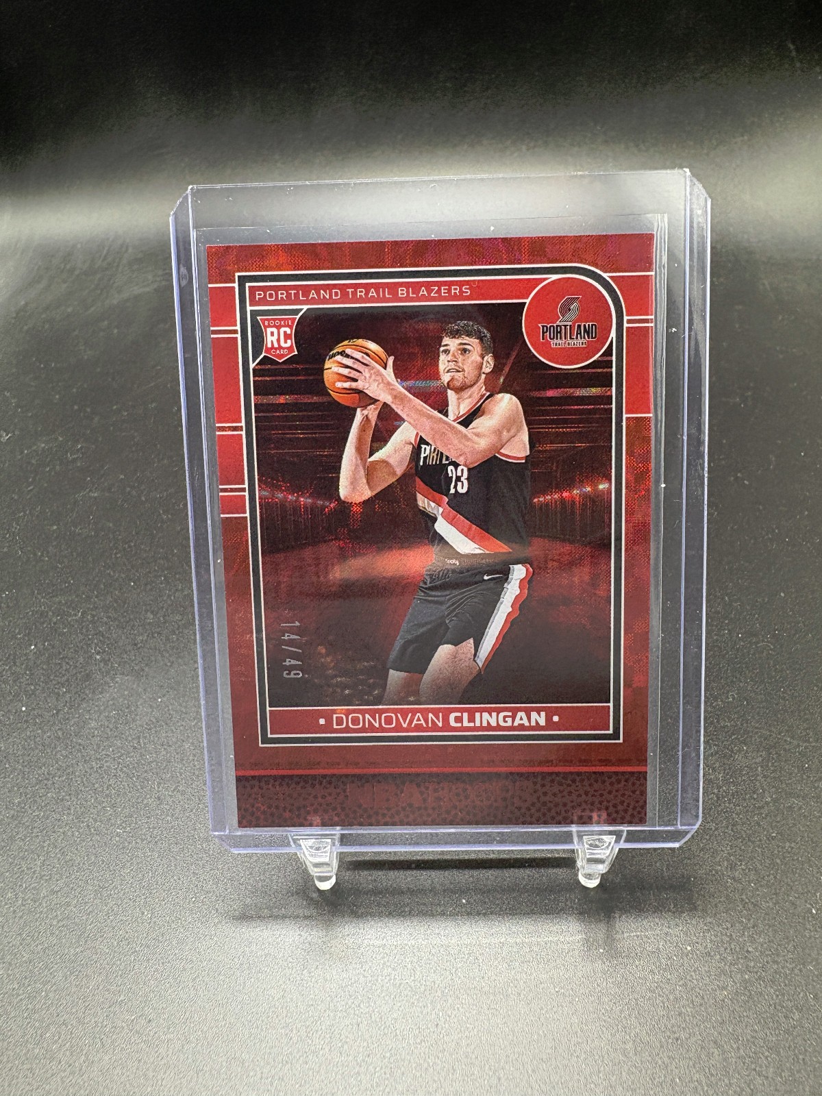 Donovan Clingan Rookie /49 - 2024-25 Panini NBA Hoops #237 Red Scope RC Blazers