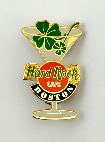 St Patricks Day Hard Rock Cafe Boston Vtg Pin Pals Gold Tone Martini Glass