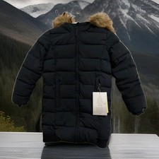 All In Motion Girls Black Mid- Length Puffer Jacket Size M 7/8