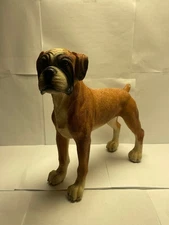 Boxer Composite Statue Hand Painted  - Brown, Black, & White 11.75"(H)x11.5"(L)
