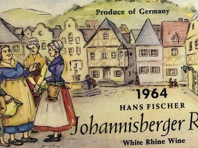 1964 Hans Fischer Johannisberger Riesling White Rhine Wine Label 5 X 3 1/2
