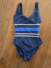 Size M Cole of California Blue Striped One Piece Women Swimsuit Swimwear