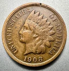 1908-S  INDIAN CENT   VF DETAILS  KEY DATE #1353