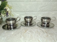 ANNI 70  TRE TAZZINE LA TERMICA IN ACCIAIO RIVADOSSI JOLLY 