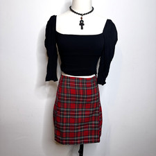 Vintage 2000s Tartan Plaid Mini Skirt Darts Clueless Indie Skater Schoolgirl Y2K