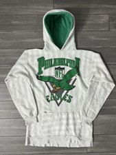 Vintage 80s Kelly Green Philadelphia Eagles Striped Hoodie Sweatshirt Medium