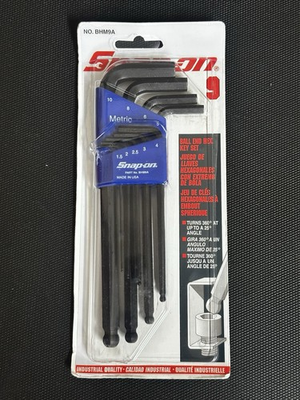 #ad Snap On Metric 9Pc L Shaped Ball End Hex Wrench Set 1.5mm 10 mm BHM9A USA NEW $74.95