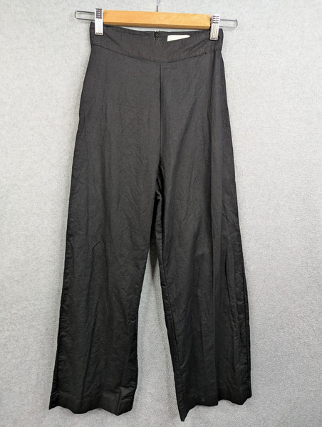 Nude Lucy Pants Womens XXS / 4 Black Wide Leg Linen Blend Event Career Work