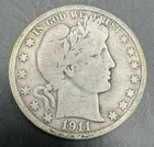 1911-D Barber Half Dollar 90% Silver - Scarce Date - Low Mintage-KM# 116