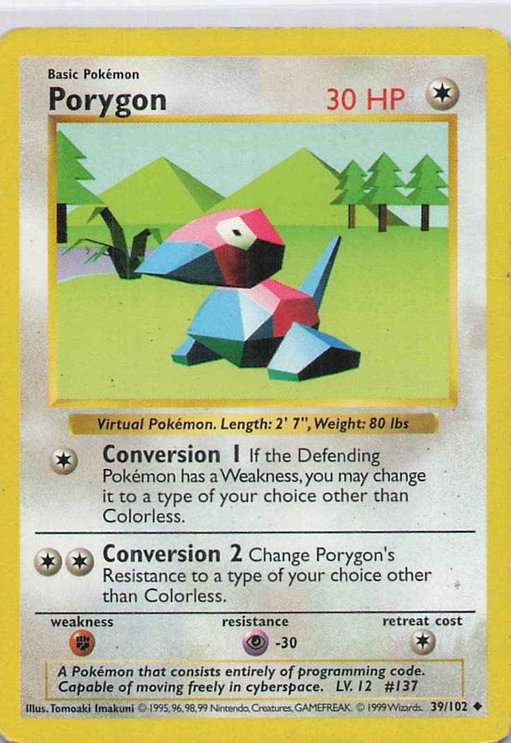Porygon Unlimited Uncommon Base Set (Shadowless) 039/102 HP