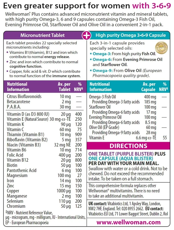 Vitabiotics Wellwoman plus comprimidos 56 cápsulas Foto 2 de 4