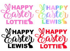 1 x Happy Easter Name vinyl decal label sticker 2 sizes /Easter Bunny /Egg Hunt