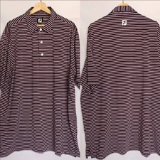 FootJoy Shirt Polo Striped Blue Red 2XL Short Sleeve Athletic Golf 28112