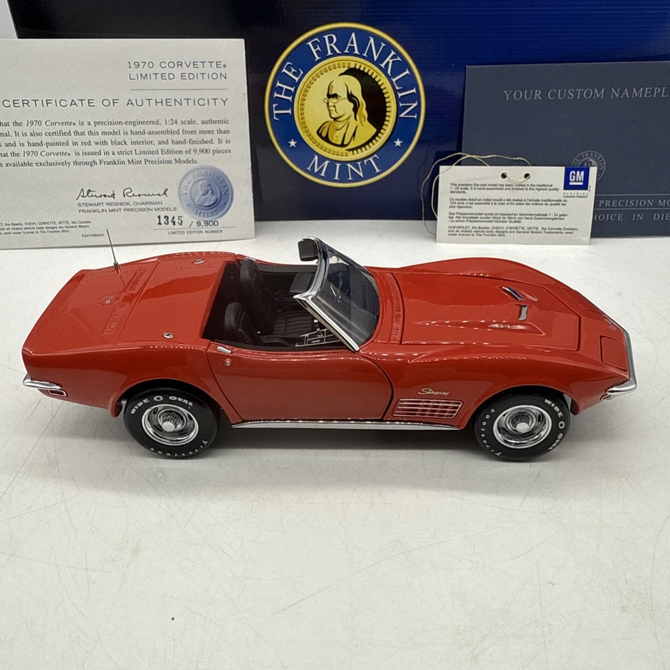 Corvette convertible Franklin Mint 1970 edición limitada 1345/9900 completo NUEVO Foto 4 de 4