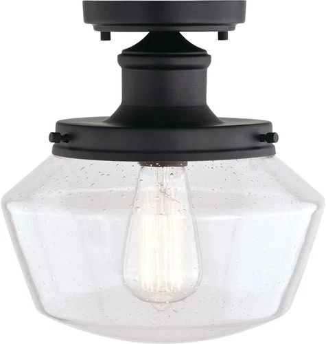 Vaxcel Lighting T0546 Collins 1 Light 10"W Semi-Flush Ceiling - Black - Picture 1 of 12