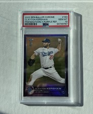 Clayton Kershaw 2022 Ben Baller Chrome Friends & Family Purple PSA 10 #/42