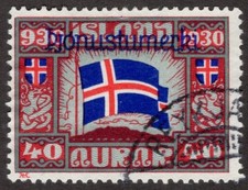 ICELAND 1930, SC O62, VF U 40a Iceland Flag cv $45.00  *Bay Stamps*
