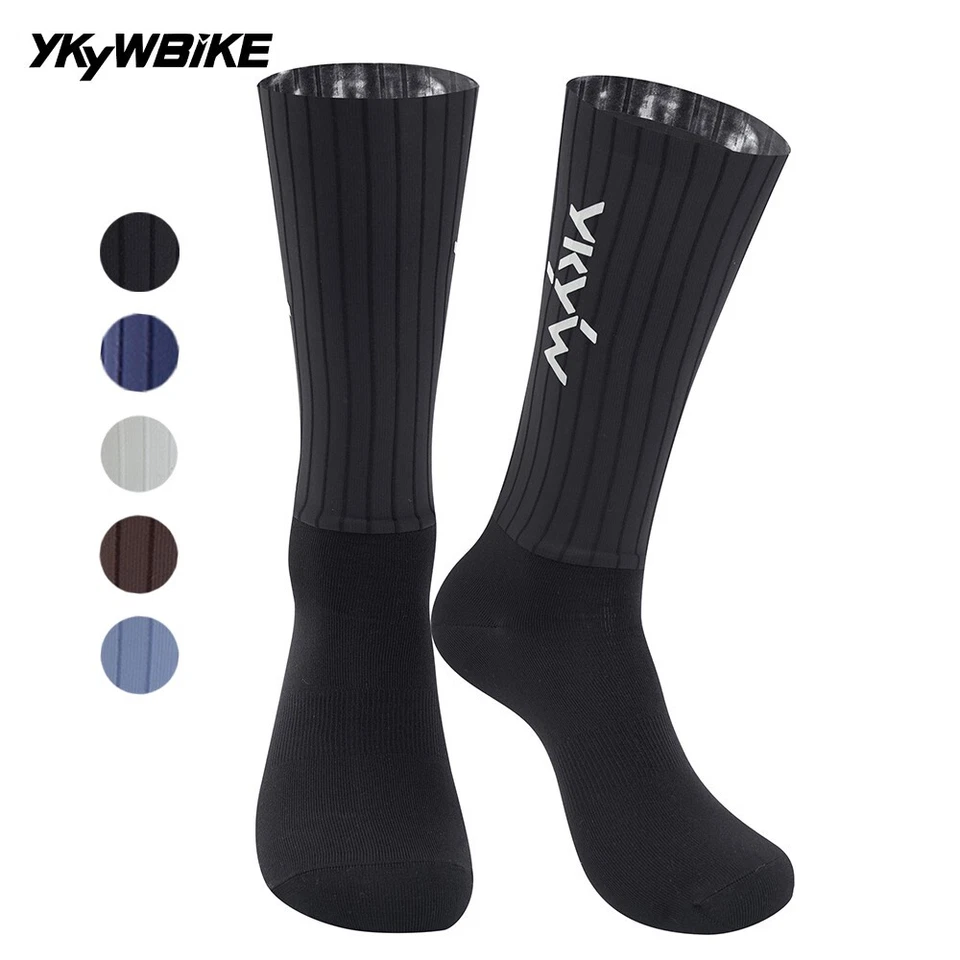 YKYWBIKE Unisex Aero Ciclismo Calcetines Aerodinámica Bicicleta de Carretera Carreras Calcetines Antideslizantes Foto 4 de 4