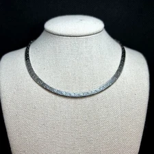 Sterling Silver 925 Flattened Curb Herringbone Necklace 18'' L Spring Ring Clasp