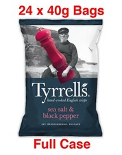 FULL CASE Tyrrells Sea Salt & Black Pepper Crisps 40g *FULL DATE & FREE DELIVERY