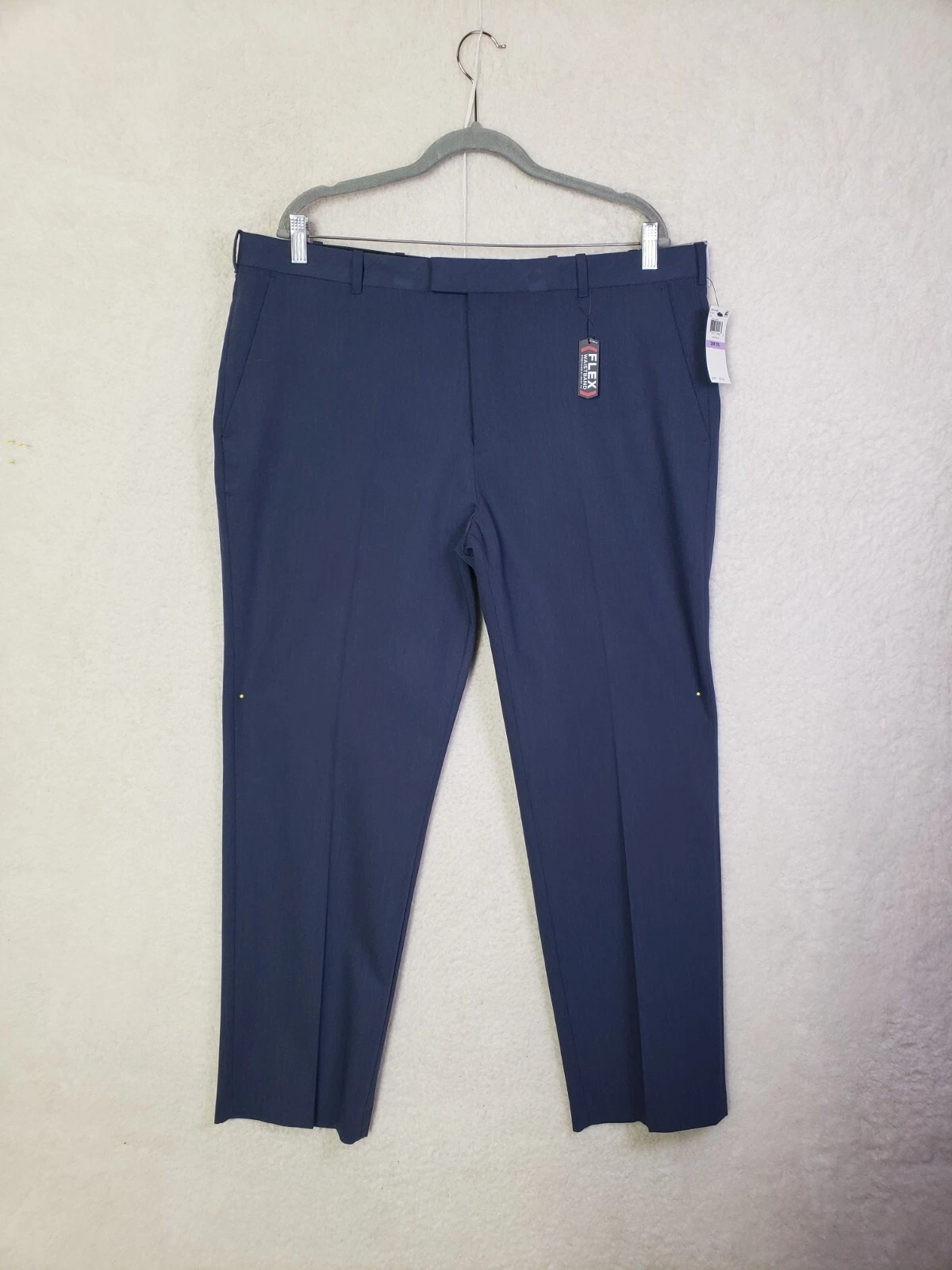 Van Heusen Flex Men Pants 38x29 Blue Rayon Blend Straight Fit Flat Front Trouser