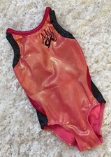 Aly Raisman GK ELITE Leotard GYMNASTICS Coral Orange BLACK Bodysuit TANK Leo CS