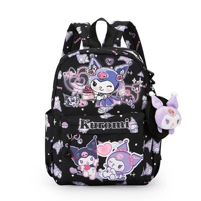 Kuromi Rucksack mit Geldbörse   Hello Kitty & Cinnamoroll Schul- & Reiserucksack