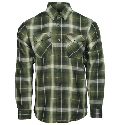 Dixxon Flagstaff Olive Green Plaid Snap Flannel Shirt Mens Tall