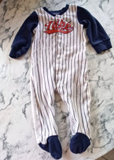 Nike Footed Sleeper Pajamas PJs Boys 9M Baby Infant Baseball Sporty