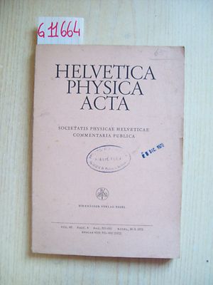 HELVETICA PHYSICA ACTA - VOL. 45 - FASC. 4 - BIRKHAUSER VERLAG - 1972