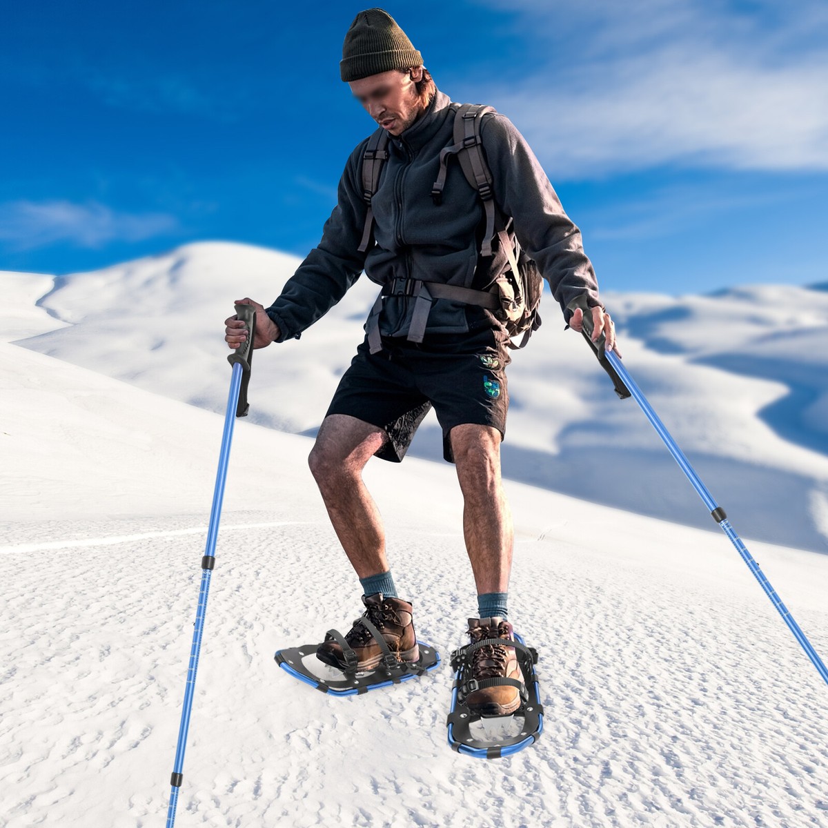 21 In Snowshoes With 3-section Adjustable Trekking Poles For 35