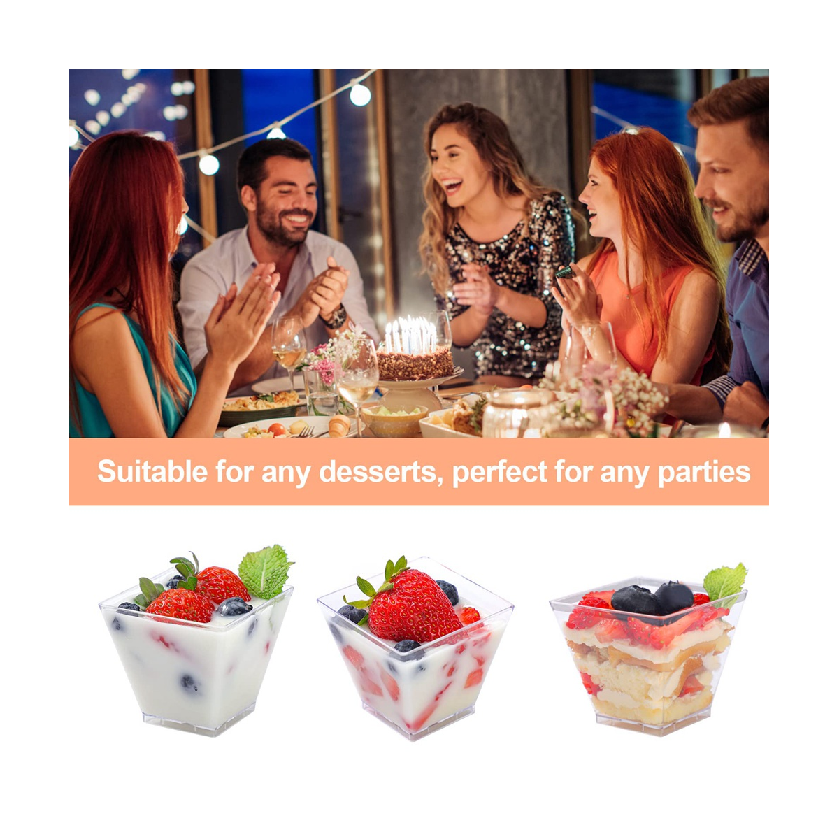 100PCS 2OZ Dessert Cups for Party Small Plastic Dessert Cups