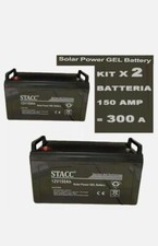 KIT 2 GEL BATTERIA 150 AH 300 AH PER KIT FOTOVOLTAICO PANNELLO SOLARE CAMPER ...