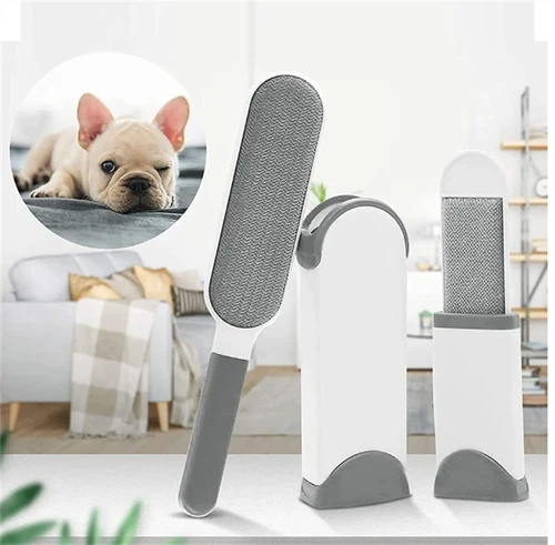 UK Magic Pet Hair Remover Lint Brush With Self-cleaning Base Double Sided Brush - Picture 1 of 8