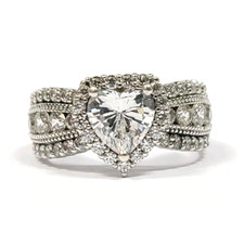 Sterling Silver Heart Shaped Cubic Zirconia Engagement Style Ring Size 6.25