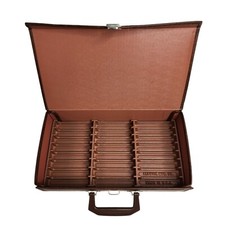 Vintage Service Mfg Co Cassette Brown Carry Case Tape Storage 24 Tapes Briefcase