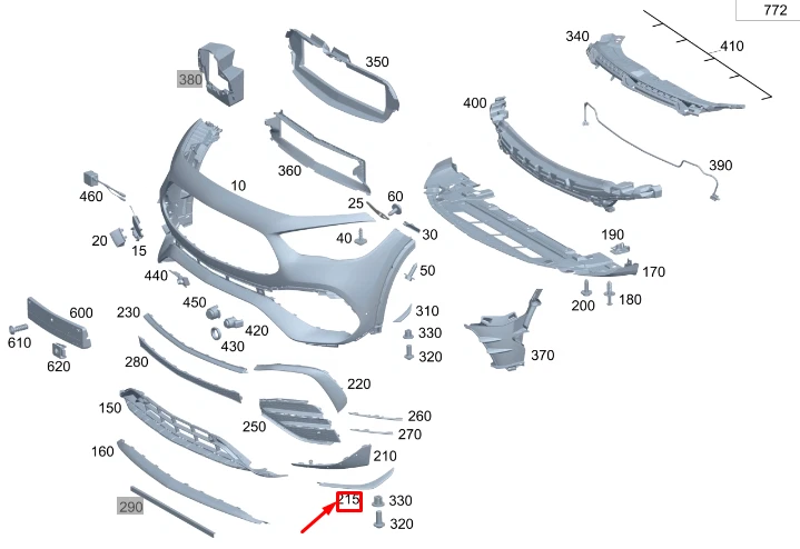 MERCEDES-BENZ GLA H247 AMG Front Left Bumper Molding A2478856006 