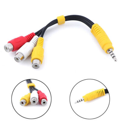3.5mm Mini AV Male 3-RCA Female Audio Video Cable Stereo Headphone Jack Adapter