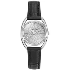 Mathey Tissot Women's Watch Saphira Silver Tone Dial Black Leather Strap D933ALI