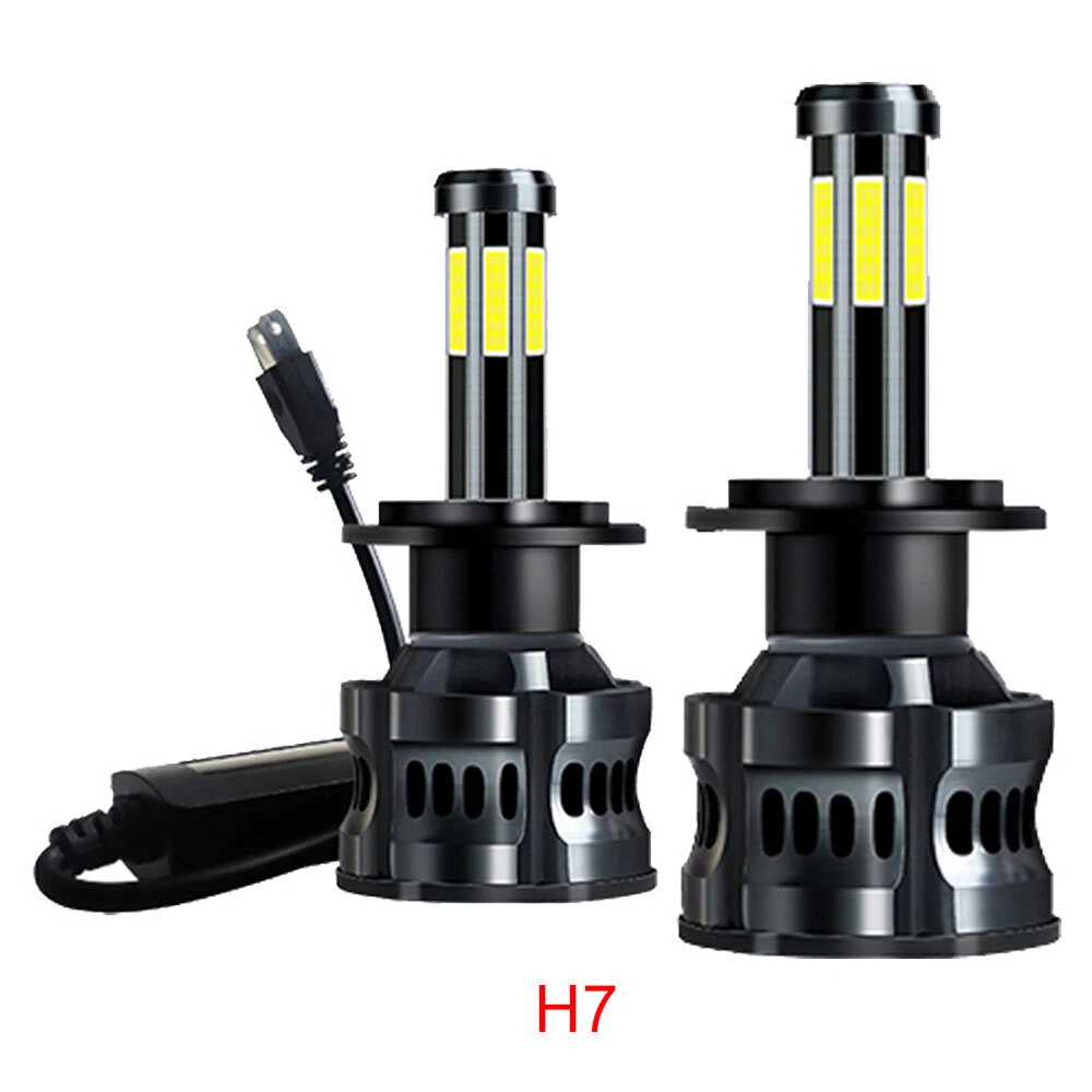 360 8 Sided 3 Colors H7 LED Headlight Bulbs Replacement Kit 300W
