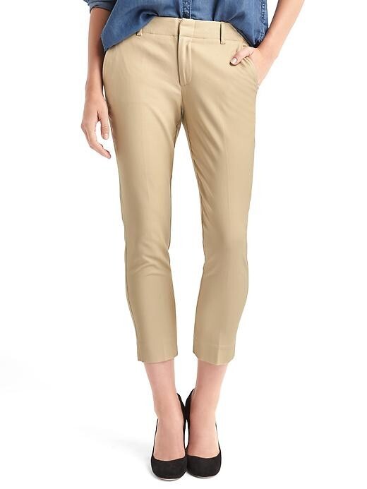 NWT Gap SLIM Crop Mid Rise Stretch Ankle Pants ICONIC KHAKI 14 LONG