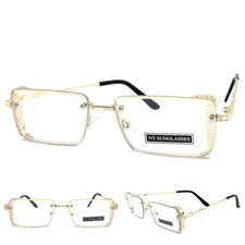 Mens CLASSY Elegant Sophisticated Modern Clear Lens EYE GLASSES Gold Metal Frame