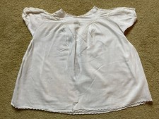 Antique French Edwardian Baby White Batiste Cotton Dress Gown Baptism Christen