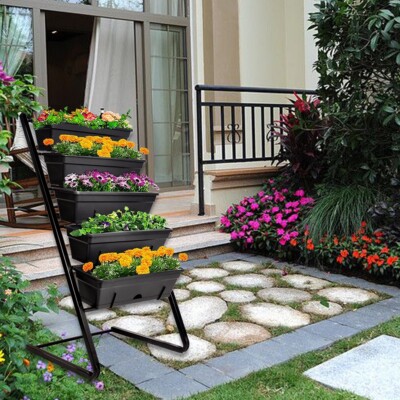 Cerbior Raised Garden Bed Vertical Planter Freestanding Elevated 5Container