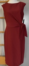 T Tahari Sheath Career Dress Sz 8 Bordeaux Side Tie Business Party Holiday