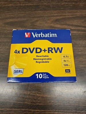 Verbatim 4x DVD + RW 4.7 GB Re-writable Compact Disk 10 packs NEW Sealed